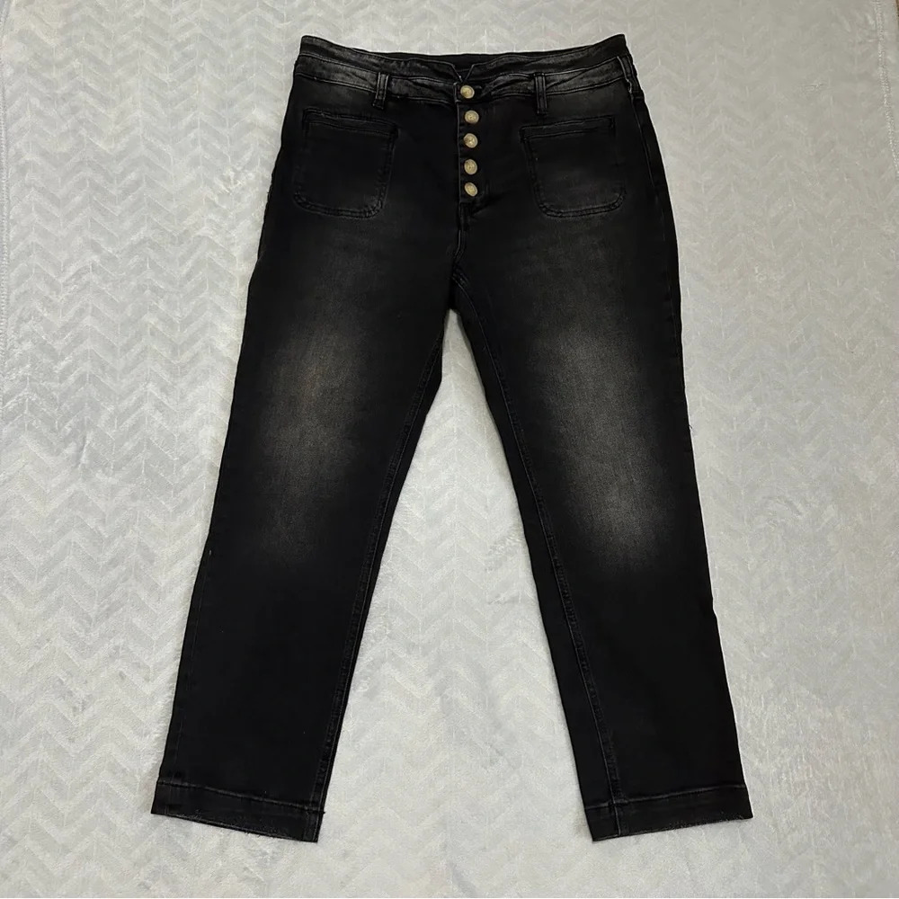 Anthropologie Pilcro High Rise Slim Utility Button Up Jeans Black‎ Size 31 - Picture 2 of 8